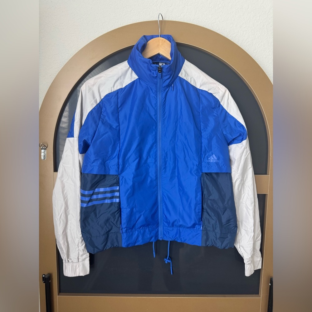 adidas Blue White Panel Windbreaker Jacket